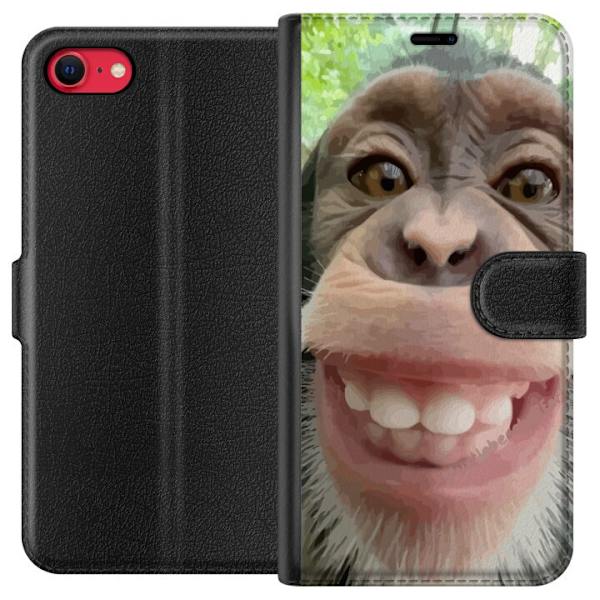 Apple iPhone 7 Lompakkokotelo Simpanssi Selfie Rauhallinen Graafinen Suunnittelu Apinan Aihe Suosittu Urban Art Tyyli