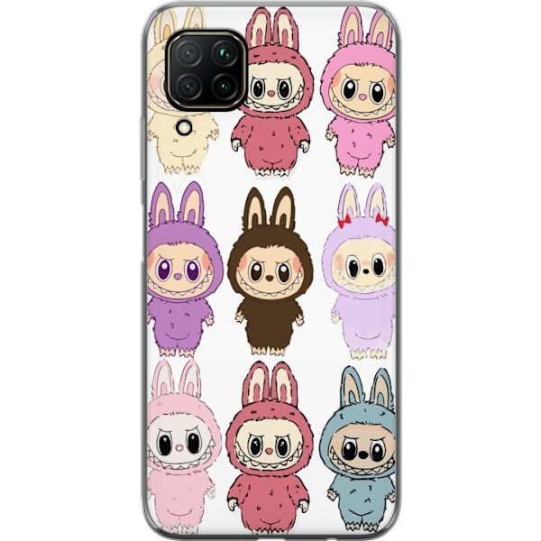 Huawei P40 lite Genomskinligt Skal Labubu Pink Monster – Popkonst med Kawaii-touch