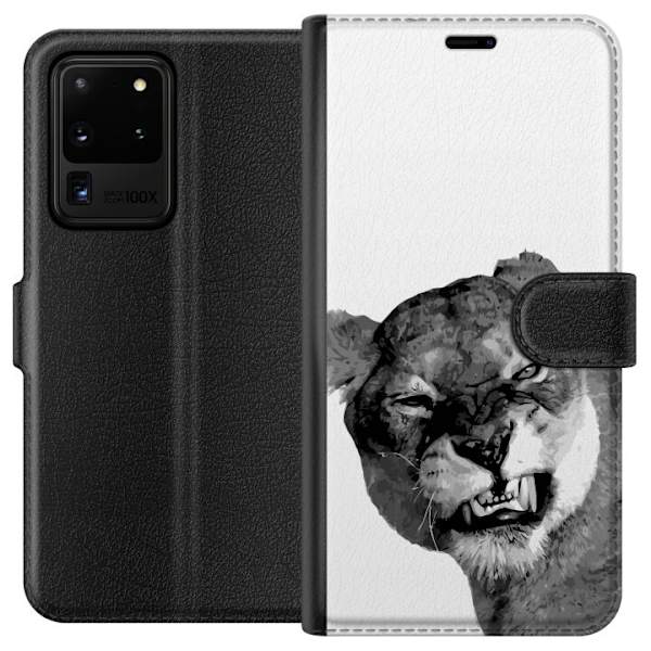 Samsung Galaxy S20 Ultra Plånboksfodral Lejon Konst Artistiskt Djurmotiv Afrikanskt Stil Djungel Känsla Grafiskt Motiv Hemdekor Djurtema