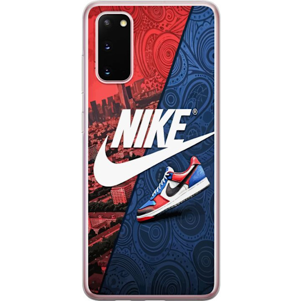 Samsung Galaxy S20 Genomskinligt Skal Nike Logotyp Röd Blå Sneaker Stil Sport Fashion Populärt Swoosh Motiv Träningskläder Grafisk Ikon
