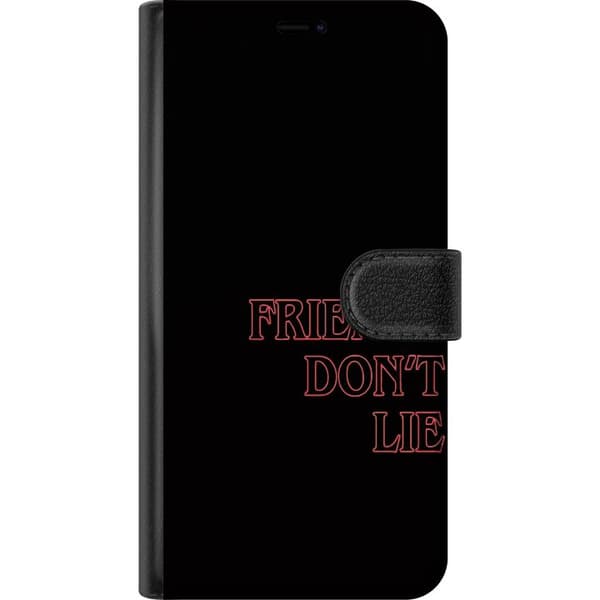 Kompatibel Tegnebogsetui til Apple iPhone 8 Plus Teksten Friends Don't Lie - citatmotiv med lyserød tekst på sort baggrund sort