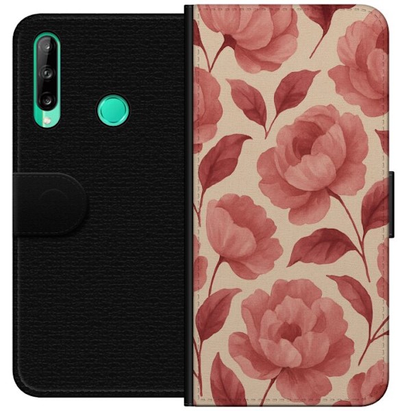 Huawei P40 lite E Tegnebogsetui Roseblomst