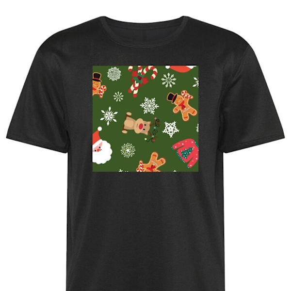 Tränings-T-shirt | Sport-T-shirt för Vuxen Grönt Julmönste svart Medium