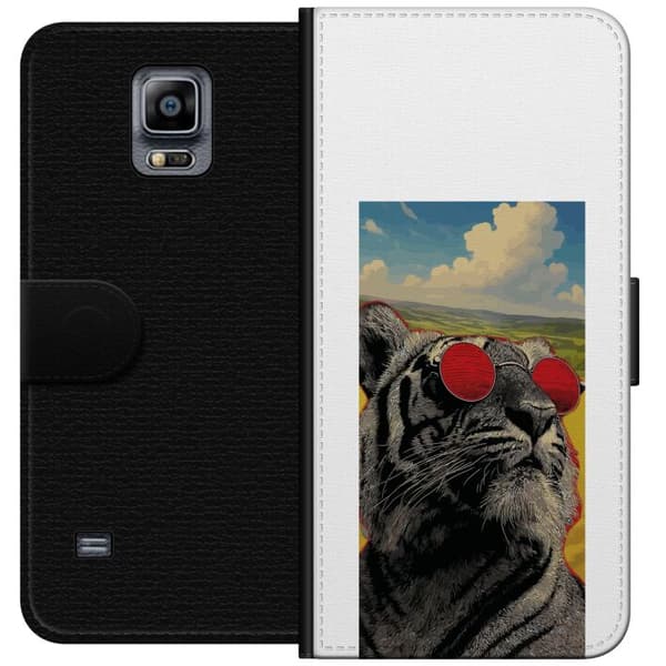 Kompatibelt Plånboksfodral till Samsung Galaxy Note 4 Cool tiger med röda solglasögon i popkonststil grå