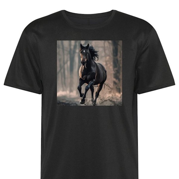 Trænings T-shirt | Sport T-shirt til Voksen Løbende hest sort Medium