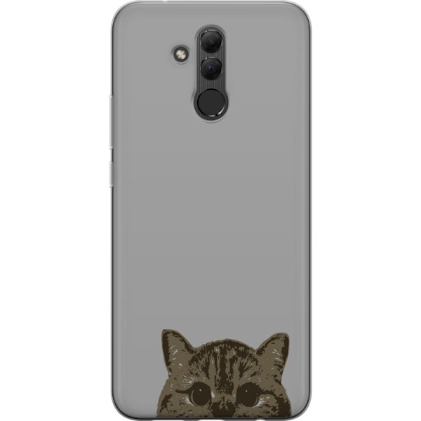 Huawei Mate 20 lite Genomskinligt Skal Grå Kattblick – stilren kattdesign med grå bakgrund