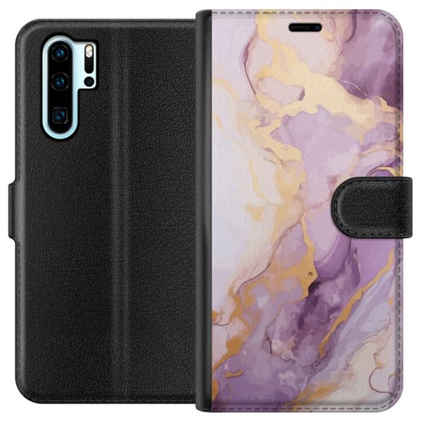 Kompatibel Tegnebogsetui til Huawei P30 Pro Marmor Lilla Guld