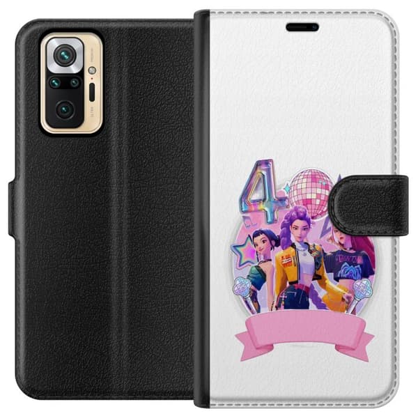 Kompatibelt Plånboksfodral till Xiaomi Redmi Note 10 Pro Popstjärnor nummer fyra rosa