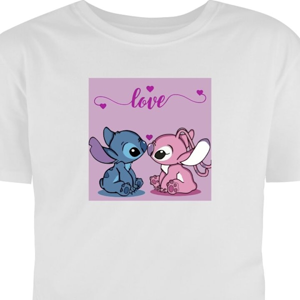 Lasten T-paita | Mukava T-paita Lapsille Lilo & Stitch - Angel valkoinen 5-6 Vuotta