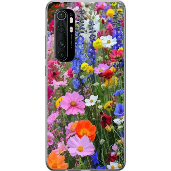 Xiaomi Mi Note 10 Lite Läpinäkyvä kuori Kukkakuvioinen mobiilikuori kesäisellä niityllä ja luontomaisemalla