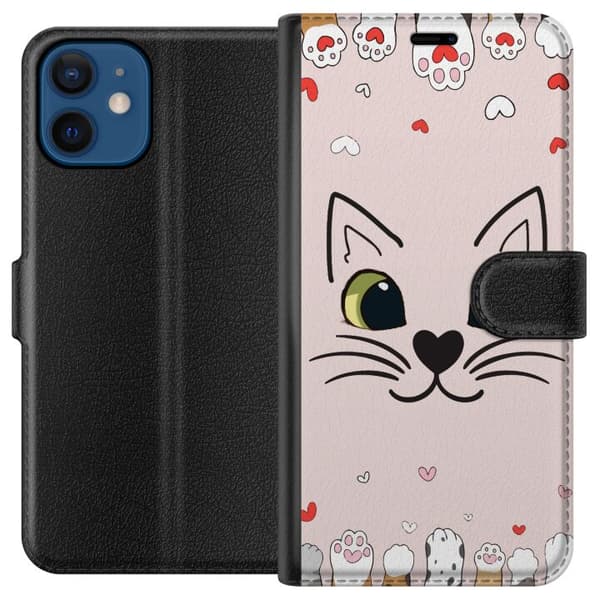 Kompatibel Tegnebogsetui til Apple iPhone 12 mini Mjooo Katt