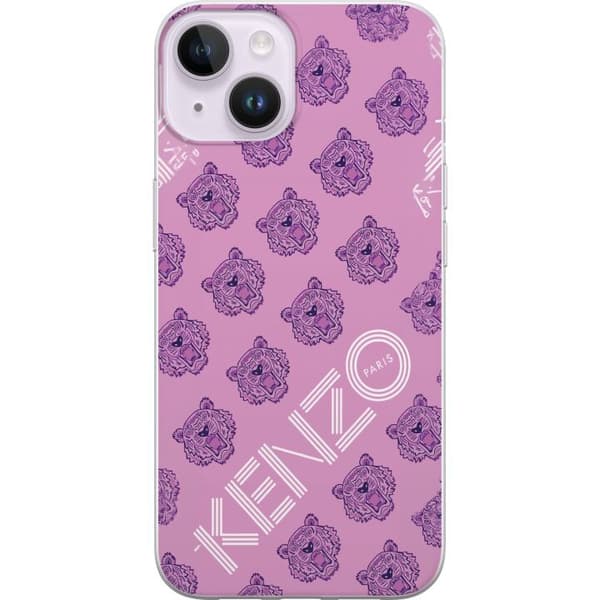 Kompatibelt Mobildeksel til Apple iPhone 14 Plus Roseinspirert tigermønster med logo og Paris tekst rosa