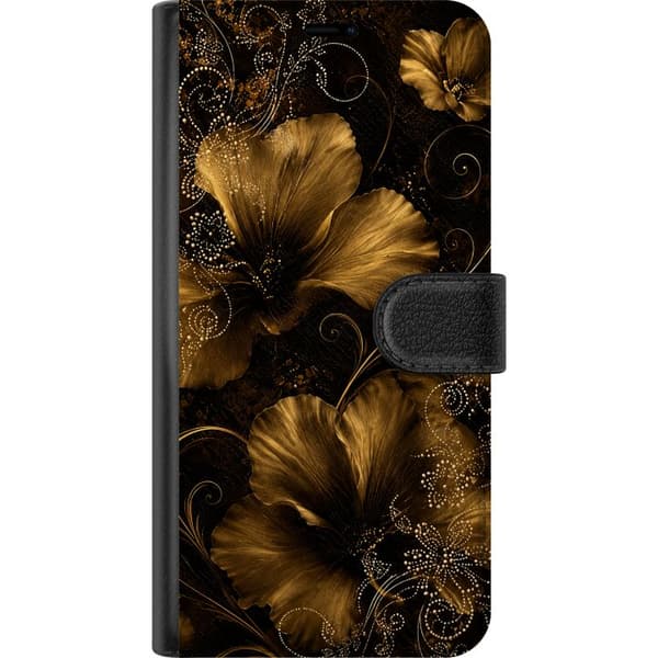 Kompatibel Tegnebogsetui til OnePlus Nord CE4 Lite Gylden Noir-blomstring sort