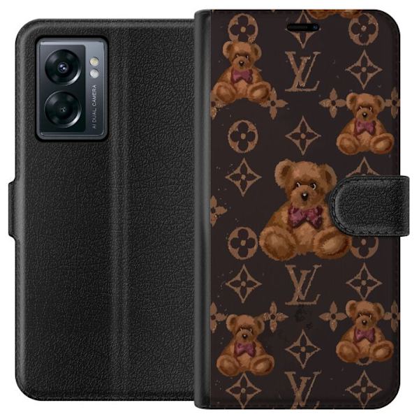 OnePlus Nord N300 Plånboksfodral Louis Vuitton Teddy Bear Mönster Lyx Mode Design Populärt Motiv Fashion Trend Lyxiga Accessoarer