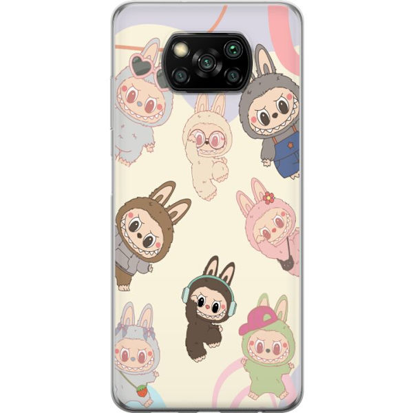 Xiaomi Poco X3 NFC Läpinäkyvä kuori Labubu Pop Mart Kokoelma Motiivi Figuuri Kokoelma Suunnittelu Suosittu Taidelelu Pop Mart Luova Graafinen