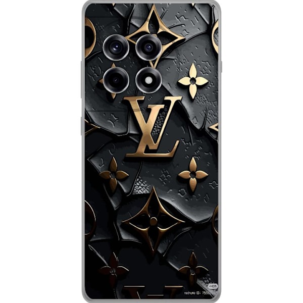 OnePlus 12R Genomskinligt Skal Louis Vuitton Dark Mode Design Svart Lyx Stil Fashion Populärt Grafiskt Mönster Modeikon Lyxmärke