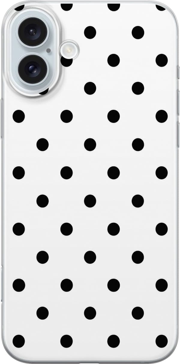 Kompatibel Mobilcover til Apple iPhone 16 Plus Sort-hvide prikker hvid