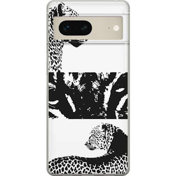 Google Pixel 7 Läpinäkyvä kuori Leopard Faces