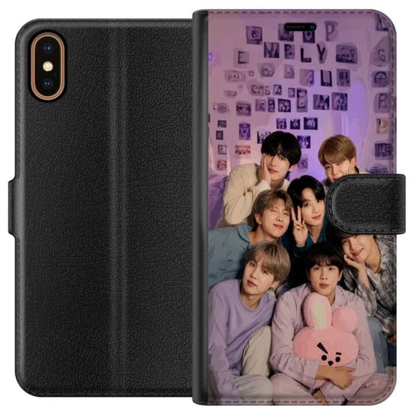 Kompatibel Tegnebogsetui til Apple iPhone X BTS lilla