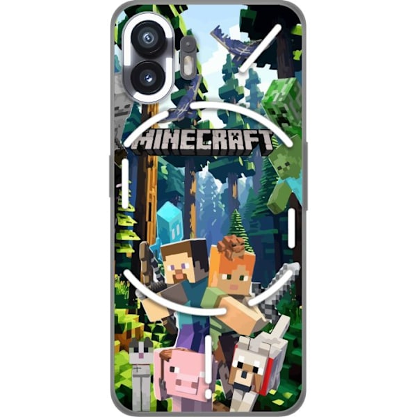 Nothing Phone (2) Läpinäkyvä kuori Minecraft-matkapuhelinkotelo metsällä ja pikselityylisillä hahmoilla