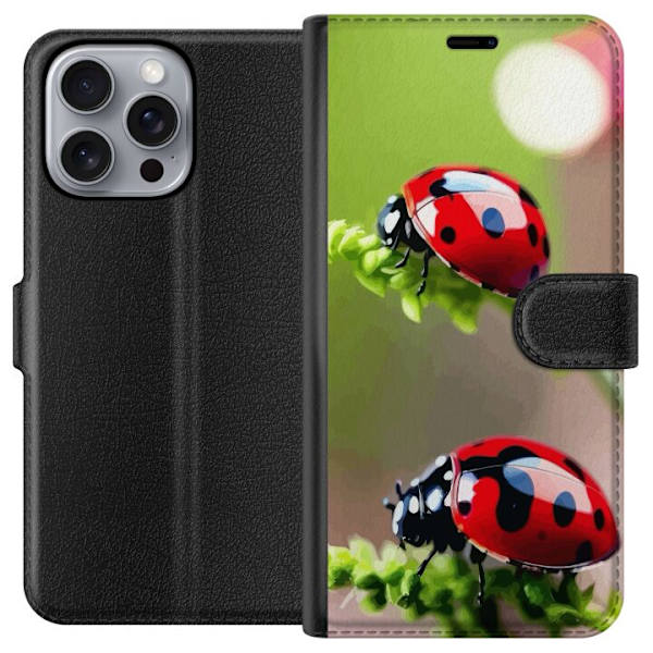 Apple iPhone 16 Pro Max Lompakkokotelo Leppäkerttu Hyönteinen Onni Symboli Luontoaihe Suosittu Graafinen Motiivi Koristelu Kesäkiertue