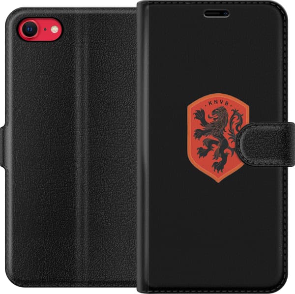 Kompatibel Tegnebogsetui til Apple iPhone SE (2020) Orange skjold med sort heraldisk løve mod sort baggrund sort