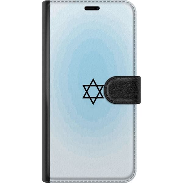 Kompatibel Tegnebogsetui til Samsung Galaxy S26 FE Sort davidsstjerne på lyseblå baggrund, minimalistisk symbolmotiv med enkelt design blå