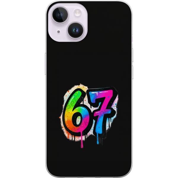 Kompatibel Mobilcover til Apple iPhone 14 Farverige graffitital 67 med neonfarver, farvestænk og dryppende effekt mod sort baggrund sort