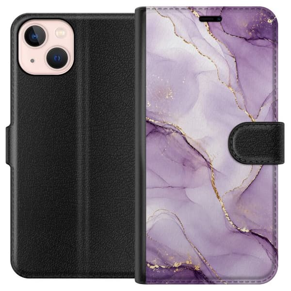 Kompatibel Tegnebogsetui til Apple iPhone 13 mini Syrenlilla guldflow lilla
