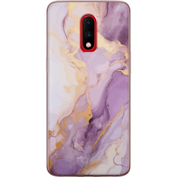 OnePlus 7 Läpinäkyvä kuori Marmori Violetti Kulta