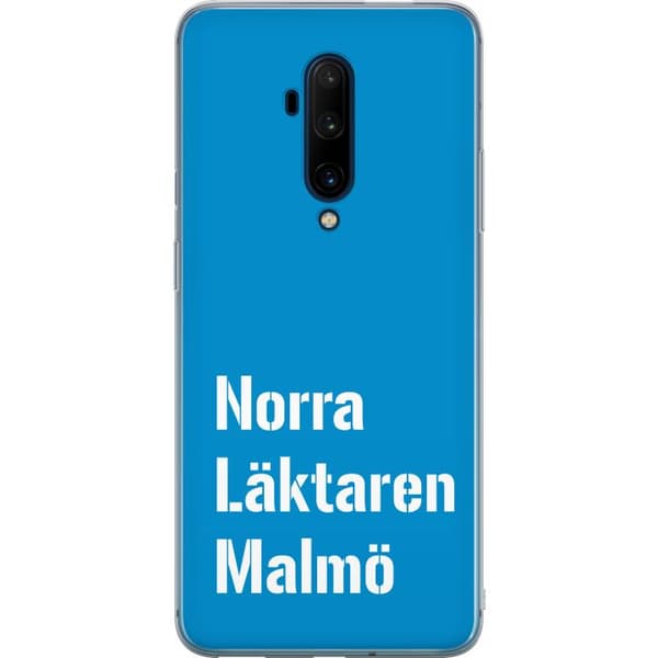 Kompatibelt Mobildeksel til OnePlus 7T Pro Minimalistisk blå tekstdesign med Malmö-tema og moderne typografisk stil blå