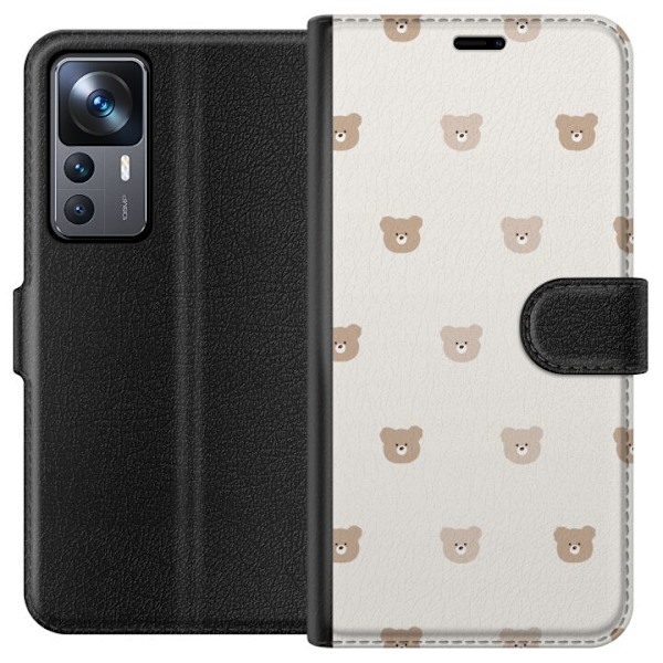 Xiaomi 12T Tegnebogsetui Teddybaggrund - søde teddybjørne mod en blød baggrund