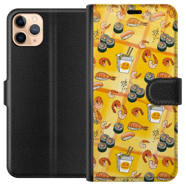 Kompatibel Tegnebogsetui til Apple iPhone 11 Pro Max Sushi räkor och nudlar gul