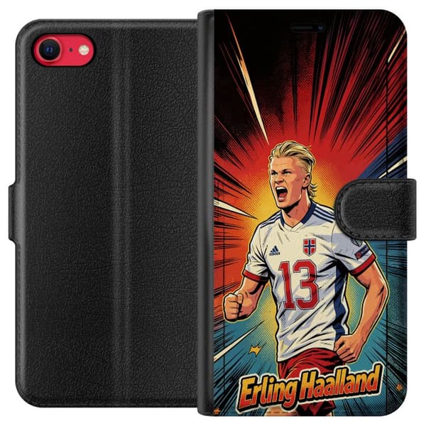 Kompatibel Tegnebogsetui til Apple iPhone 8 Erling Haaland seriestil rød