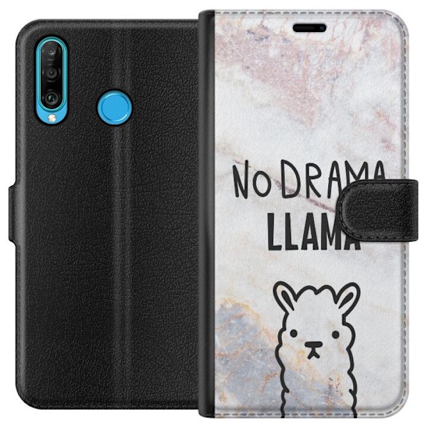 Huawei P30 lite Tegnebogsetui Llama Marmor