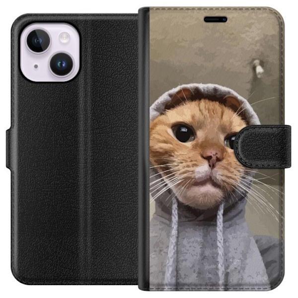 Apple iPhone 15 Plus Plånboksfodral Katt Tröja