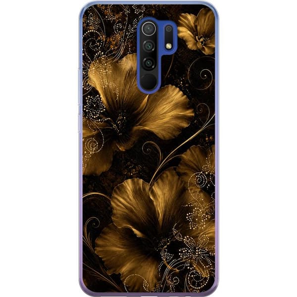 Kompatibel Mobilcover til Xiaomi Redmi 9 Gylden Noir-blomstring sort