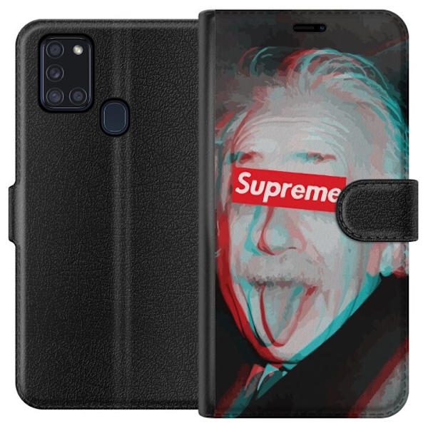 Samsung Galaxy A21s Tegnebogsetui Supreme Albert Einstein 3D Motiv Streetwear Design Populær Videnskab Ikonisk Grafisk Urban Kunst