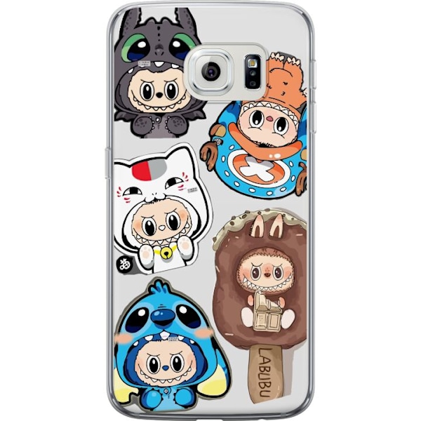 Samsung Galaxy S6 edge Läpinäkyvä kuori Labubu hahmokokoelma - Pop Mart Labubu The Monsters väriluulisessa muotoilussa