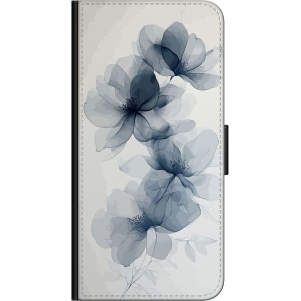 Kompatibel Tegnebogsetui til Samsung Galaxy Note10+ Blå transparente blomster med tynde kronblade og elegante botaniske linjer mod en hvid baggrund blå