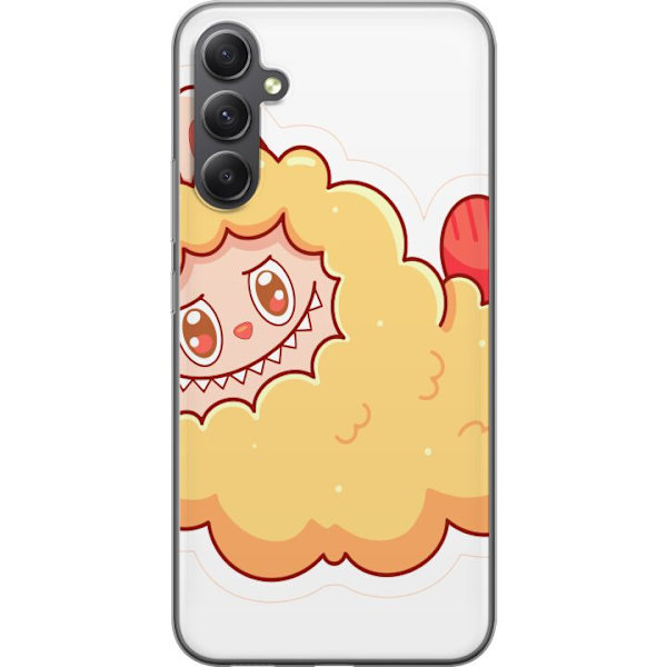 Samsung Galaxy A24 4G Gennemsigtig cover Labubu Vaskebjørn Pop Mart Figur Samlerobjekt Sød Design Populært Motiv Kunstlegetøj Kreativ Figurserie