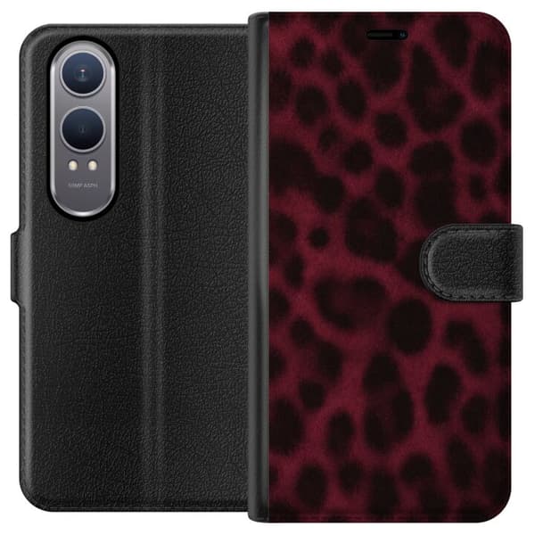 Kompatibelt Lommeboketui til OnePlus Nord CE4 Lite Vinrød leopard rød