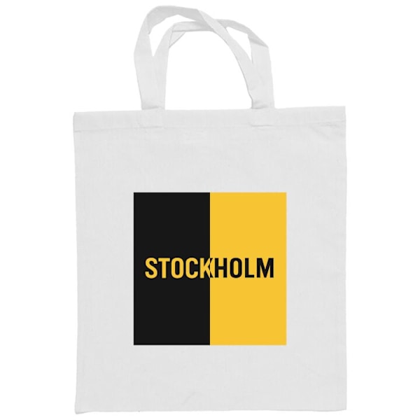 Mulepose | Holdbar Indkøbstaske i Stof Stockholm - fodbold Hvid one size