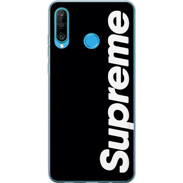 Huawei P30 lite Genomskinligt Skal Supreme Svart Vit Streetwear Design Klassisk Modeikon Trend Urban Stil Grafiskt Motiv Populär