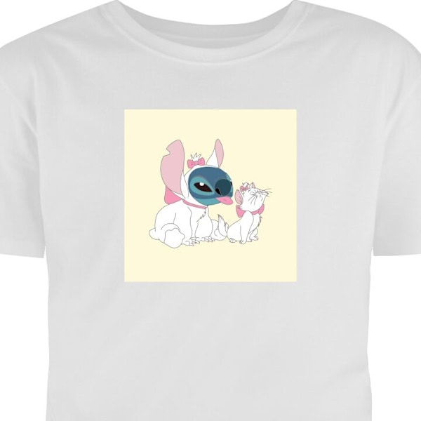 T-shirt til Voksen | Klassisk Voksen T-shirt Stitch aristokatt hvid M