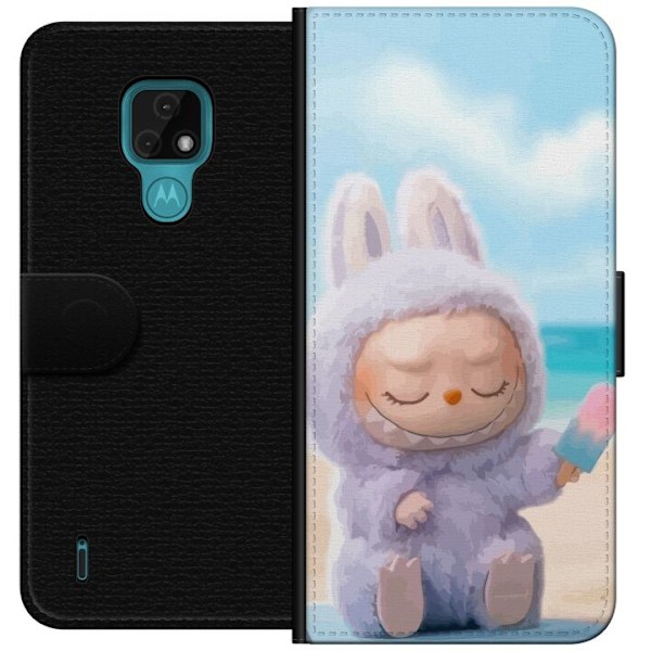 Motorola Moto E7 Lompakkokotelo Labubu Vaaleanpunainen Tunnelm