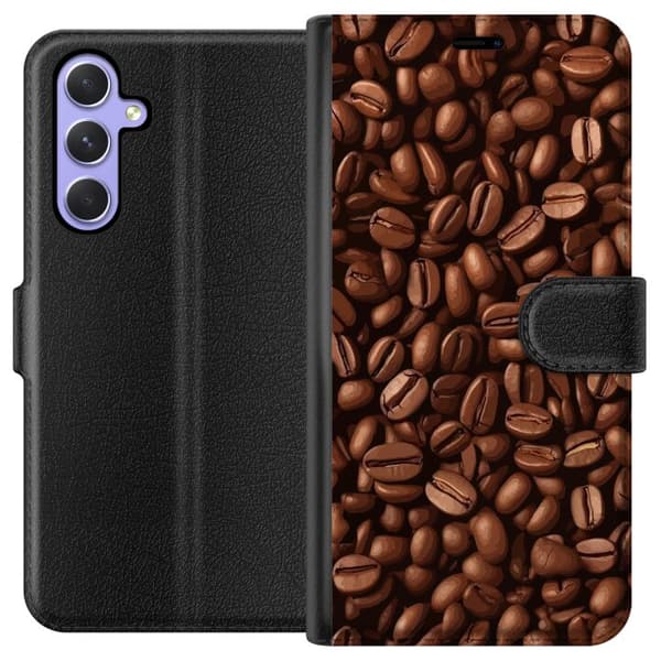 Kompatibel Tegnebogsetui til Samsung Galaxy A54 Kaffebönor närbild brun