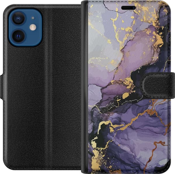 Kompatibelt Plånboksfodral till Apple iPhone 12 Lila Marmor