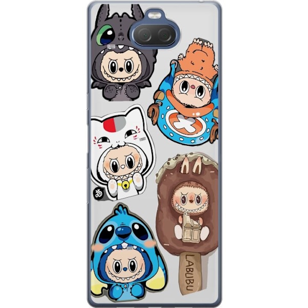 Sony Xperia 10 Plus Gennemsigtig cover Labubu figur samling - Pop Mart Labubu The Monsters i farverigt design