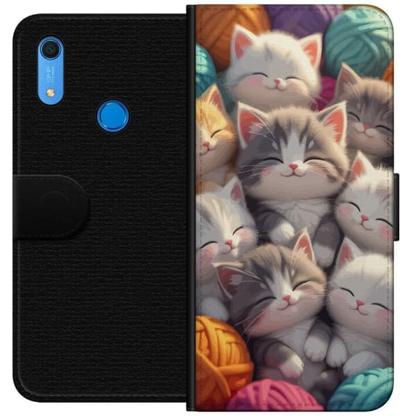 Kompatibelt Plånboksfodral till Huawei Y6s (2019) Sovande kattungar beige